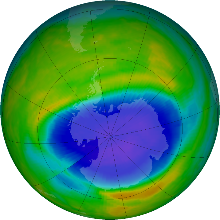 Antarctic ozone map for 17 October 1985